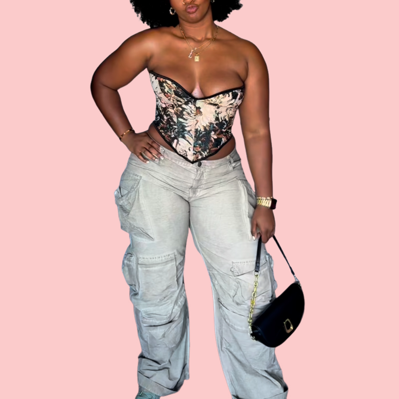 White Washed Multi-Pocket Wide-Leg Pants
