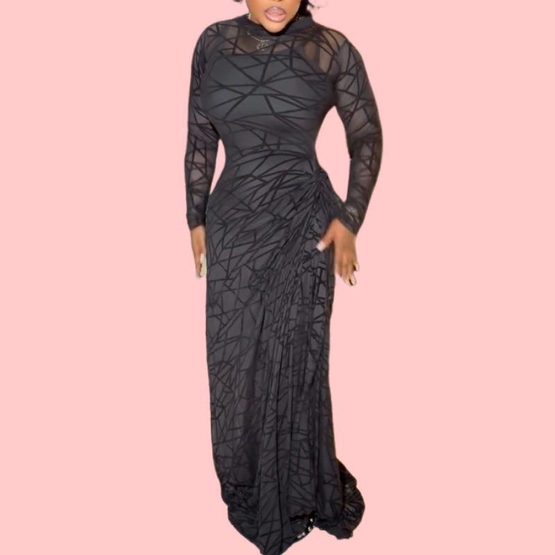 Black Semi-Sheer Sexy Maxi Dress