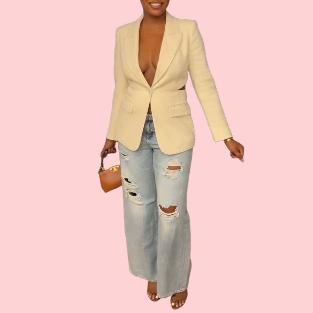 White Lace-Up Blazer