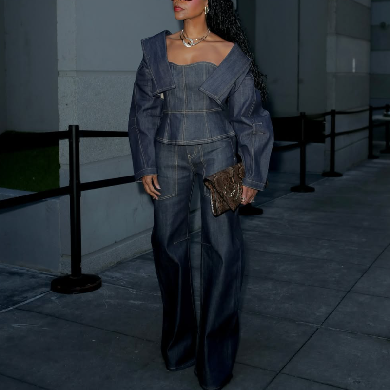 Raw Denim Three-Piece Set