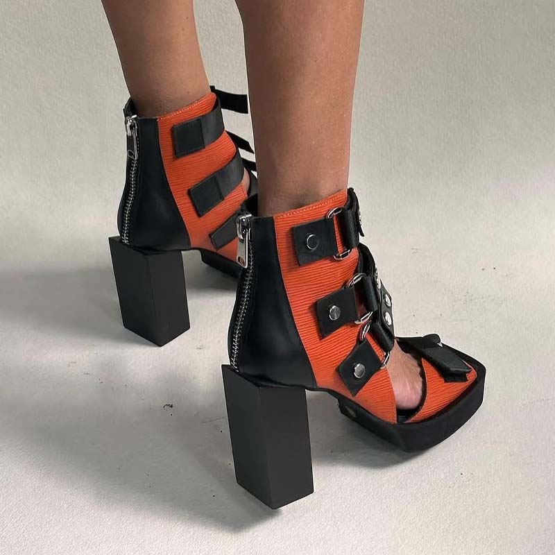 Buckle Square Heel Sandals