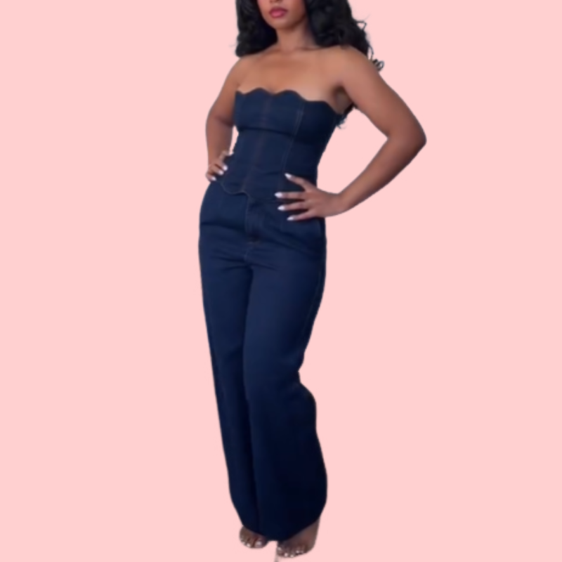 Denim Crop Top & Jeans Set