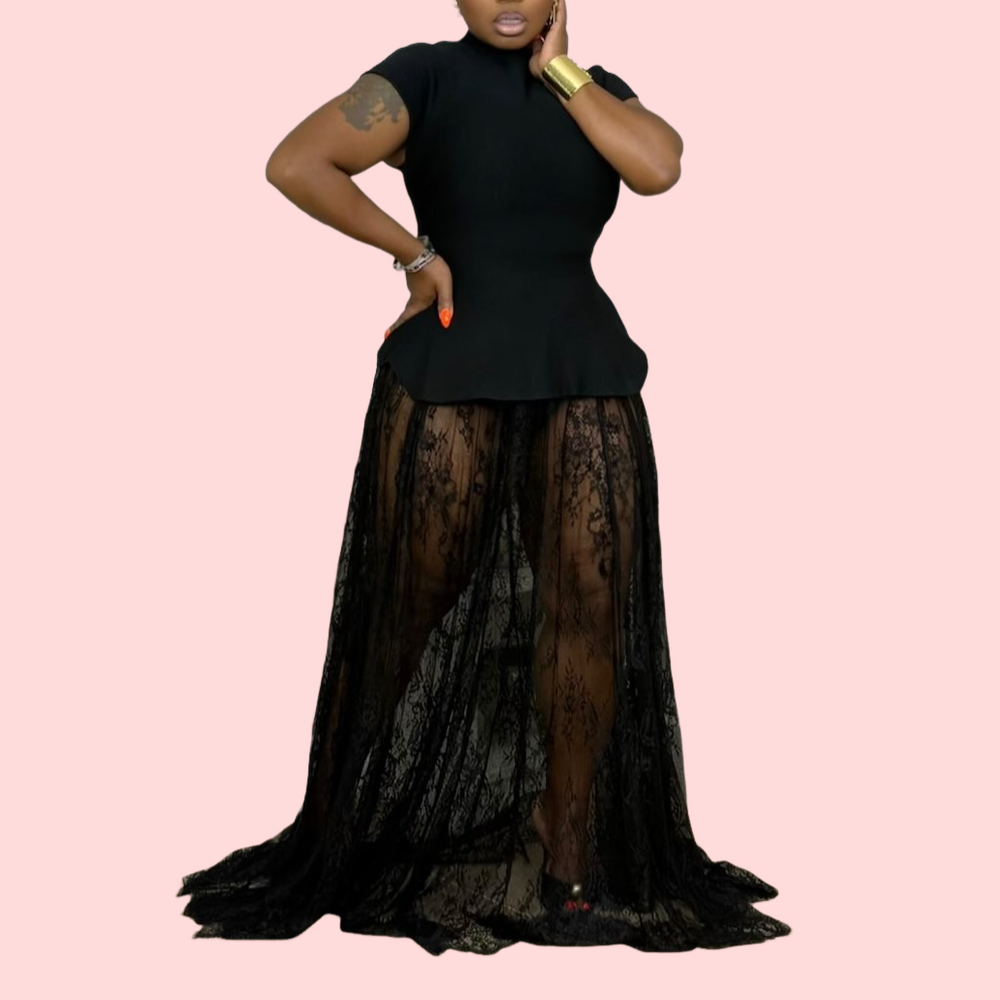 Black Mesh Panel Dress