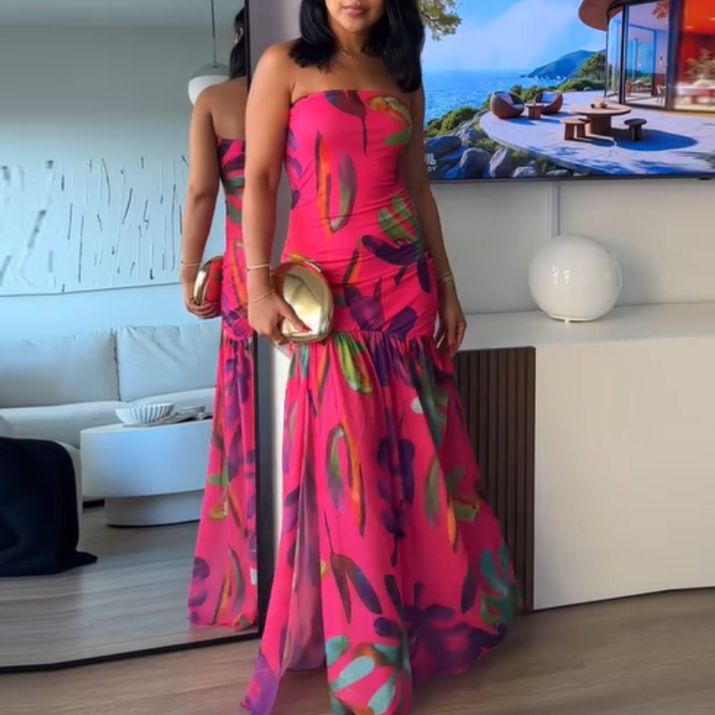 Floral-Print Sheath Maxi Dress