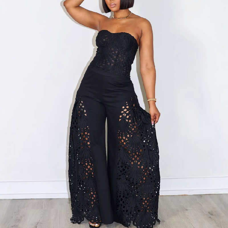 Black Cutout Sheath Top & Pants Set