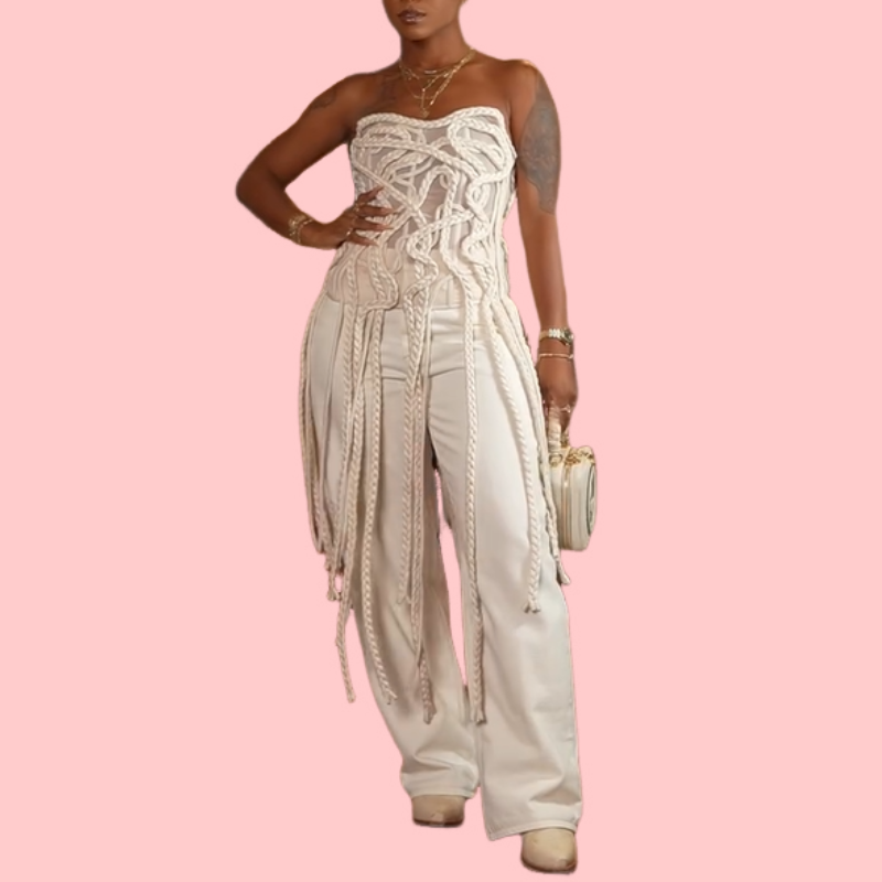 White Woven Flutter Top