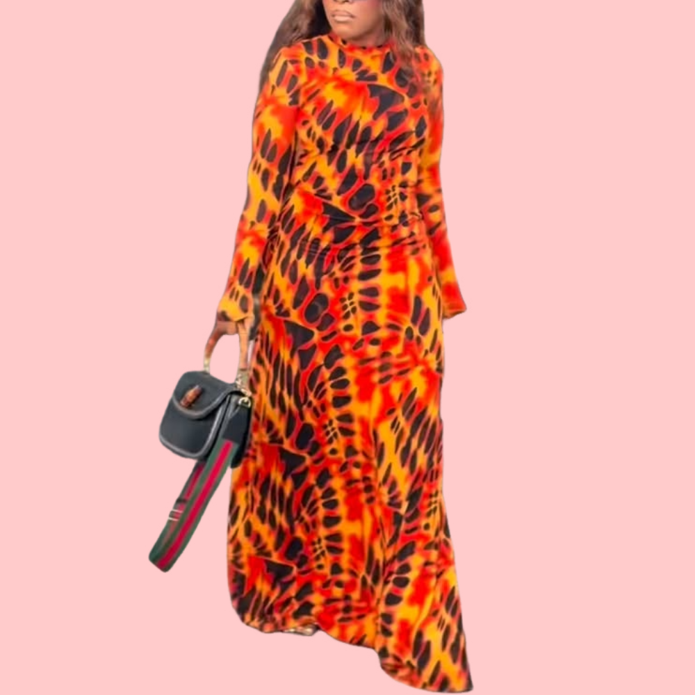 Red Tie-Dye Maxi Dress