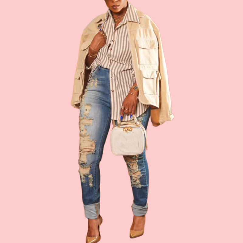Blue Destroyed Jeans