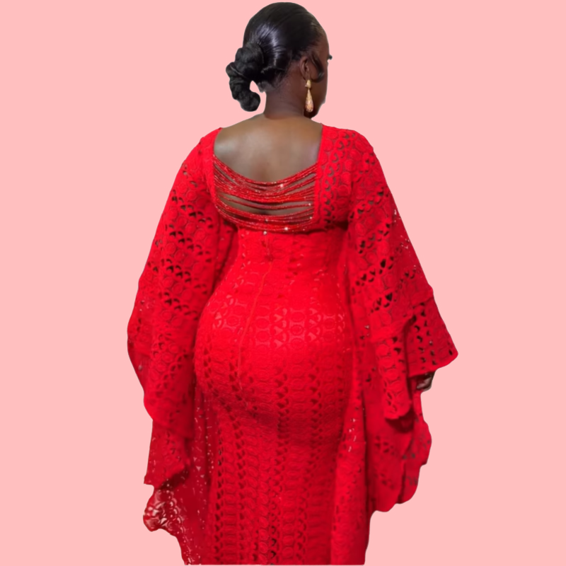 Red Floral Cutout Maxi Dress