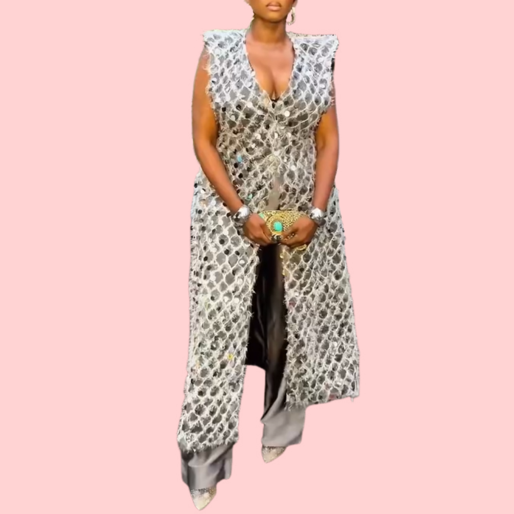 Sequin V-Neck Kimono