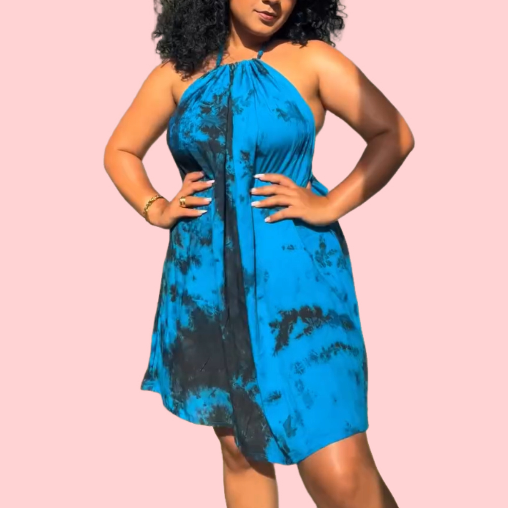 Tie-Dye Backless Mini Dress