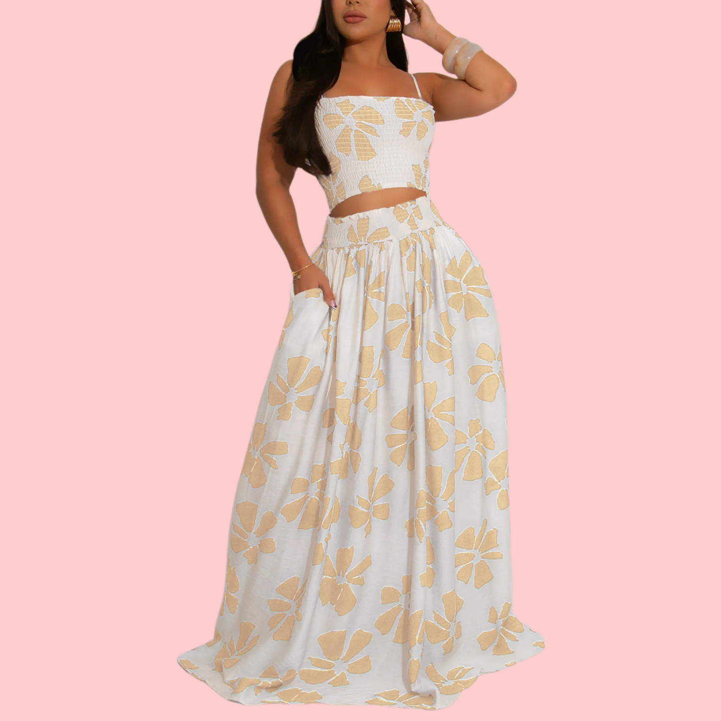 Floral Print Camisole Top & Skirt Set