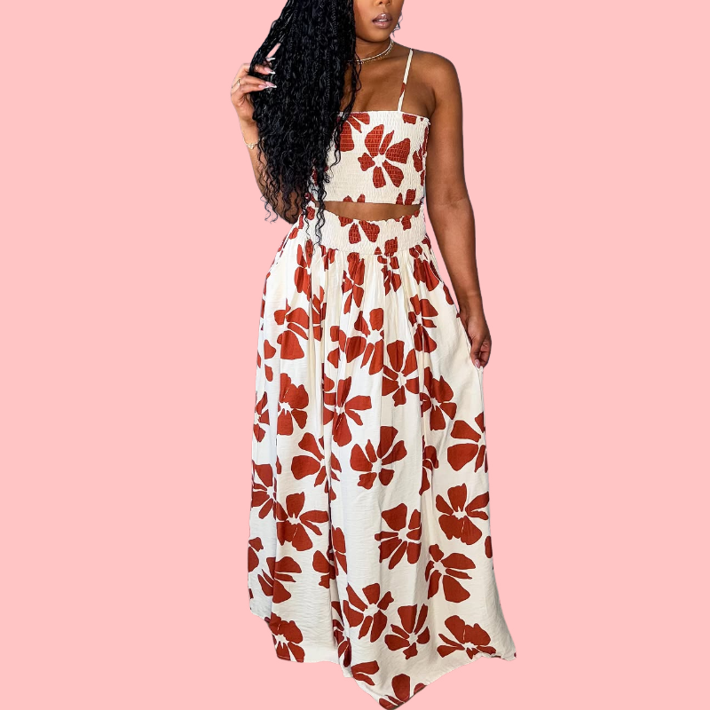 Floral Print Camisole Top & Skirt Set