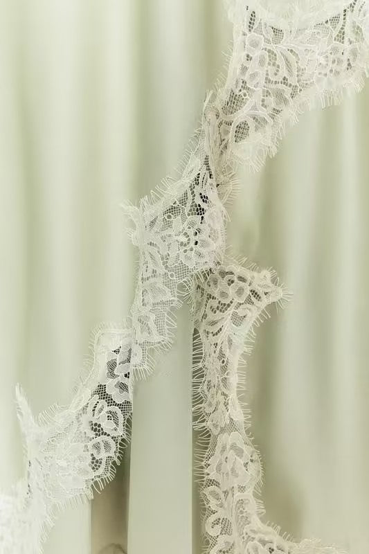 Avocado Green Lace-Trimmed Sheer Dress