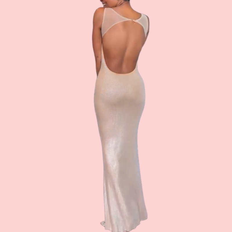 Halter Diamond Backless Maxi Dress