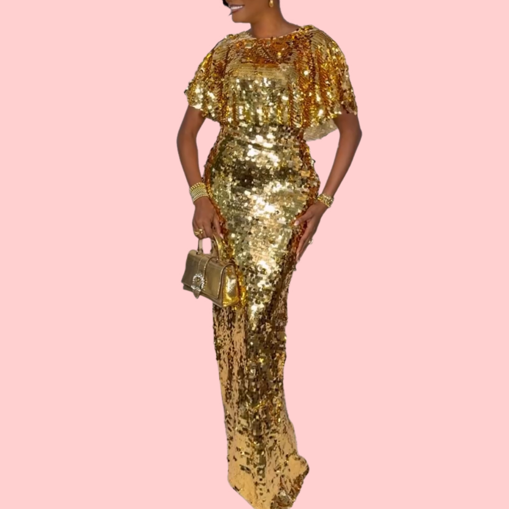 Gold Sequin Top & Skirt Set
