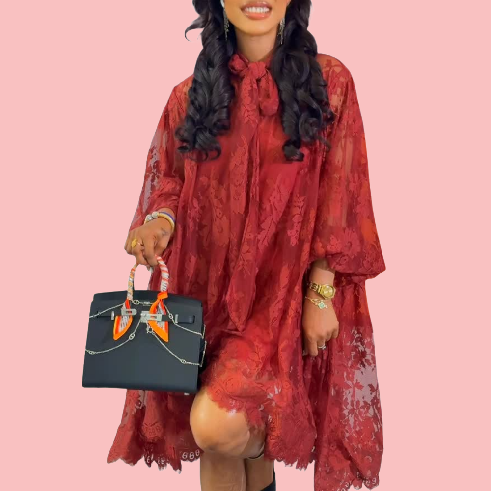 Red Lace Tulle Dress