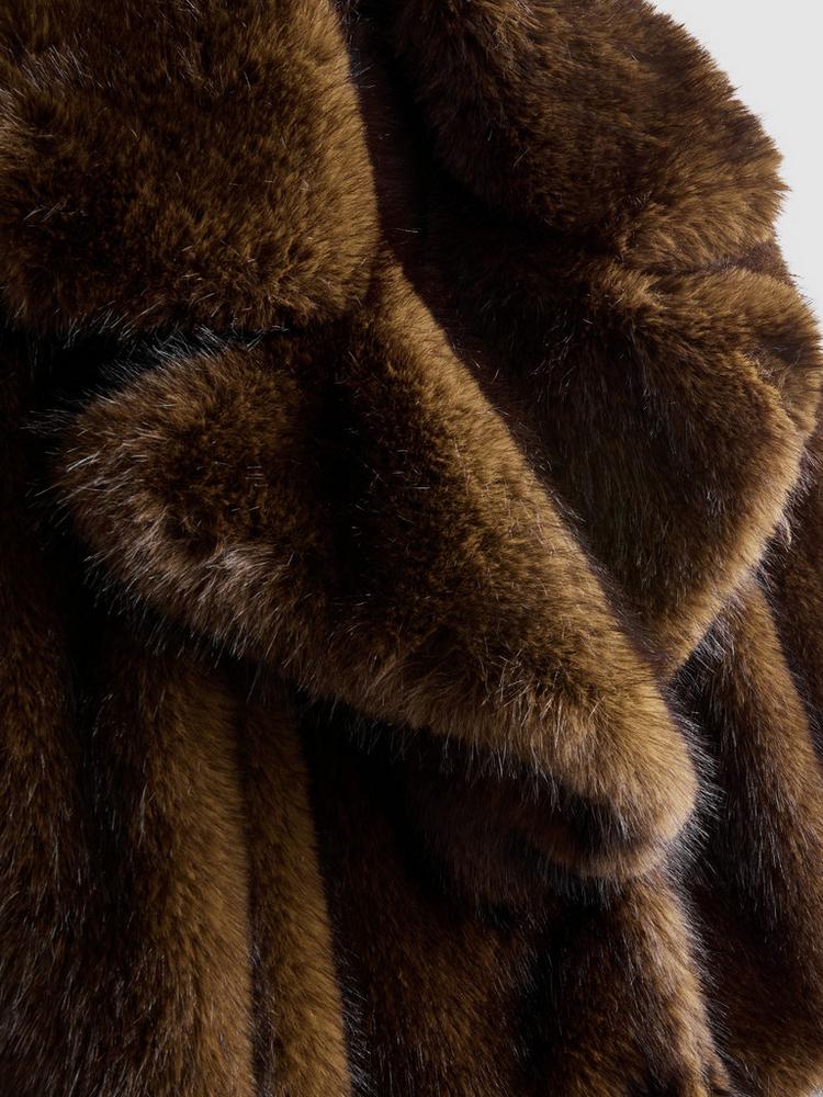 Brown Collared Fur Coat