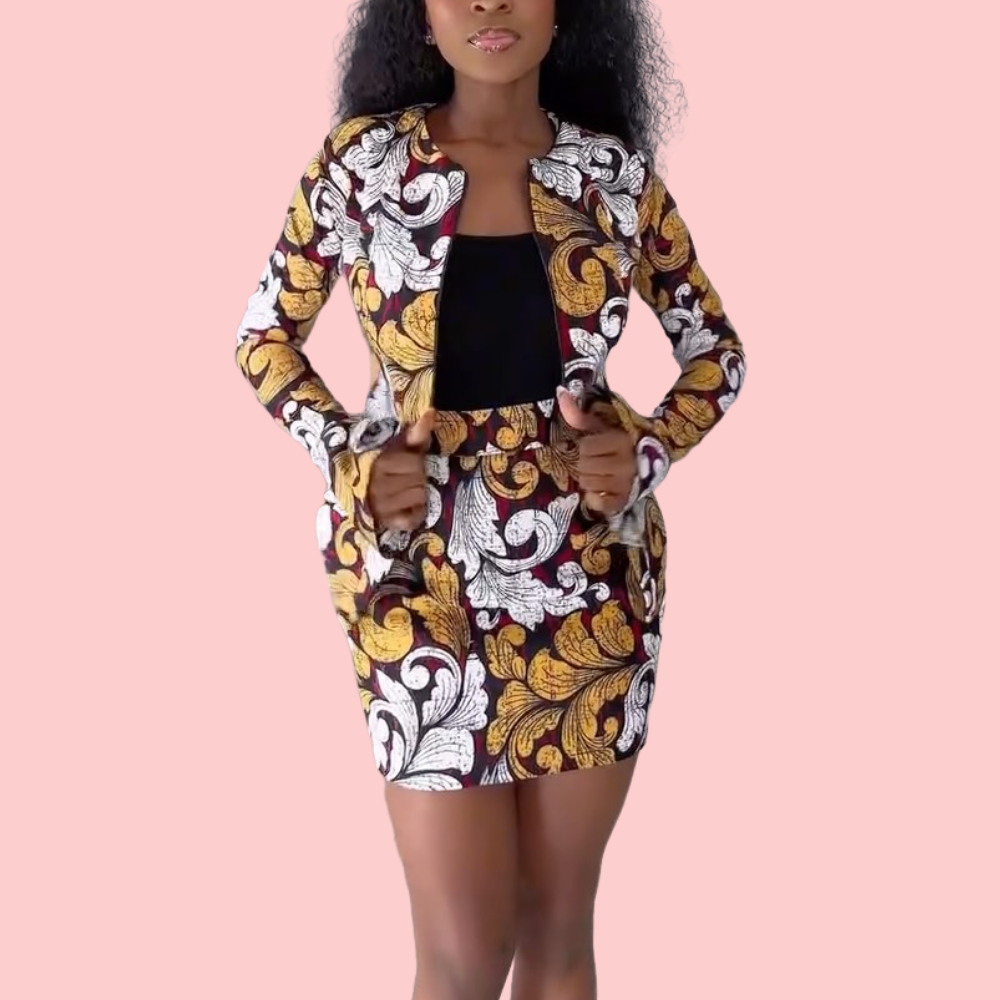 Floral Print Jacket & Skirt Set