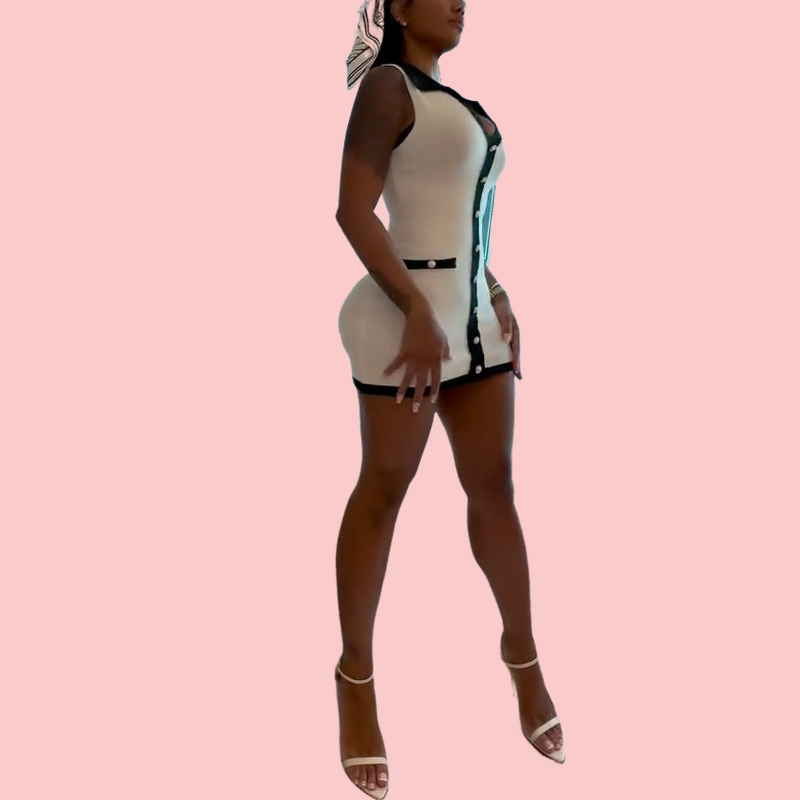Elegant Single-Button Knit Mini Dress