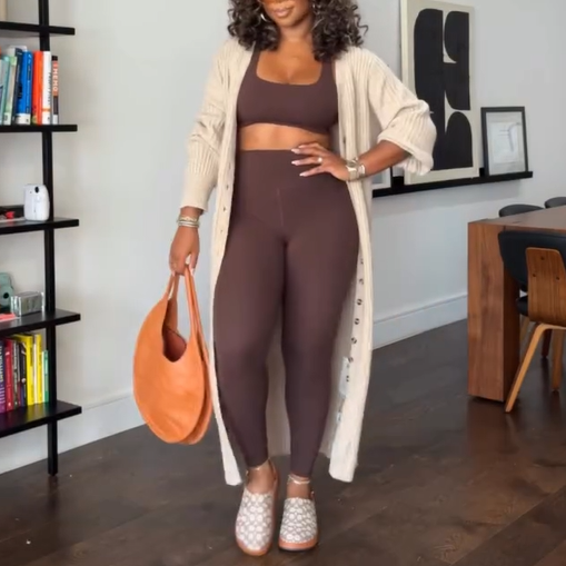 Solid Color Knit Long Cardigan