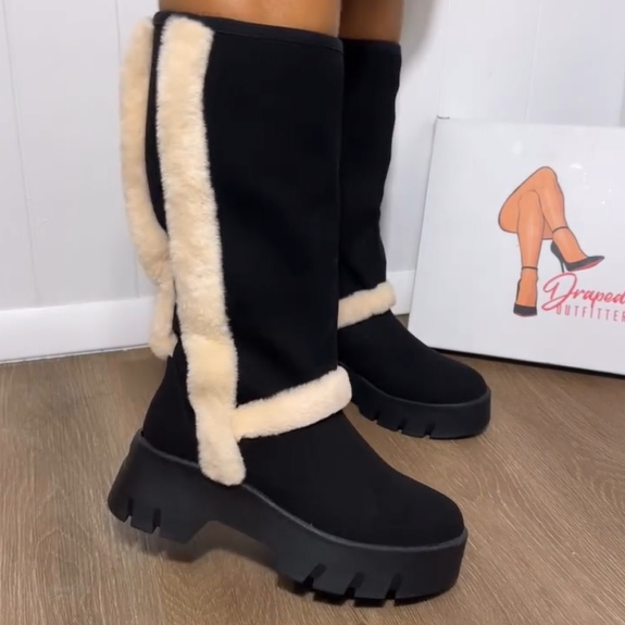 Mid-Calf Fleece-Lined Cotton Boots