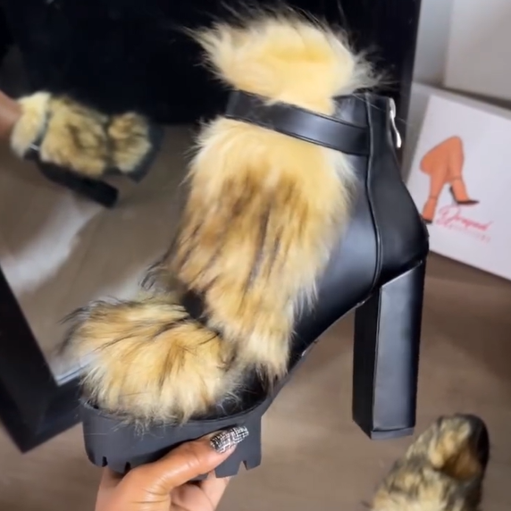 Fur-trimmed High Heels