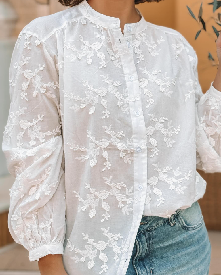 Stereo Flower Embroidered Shirt