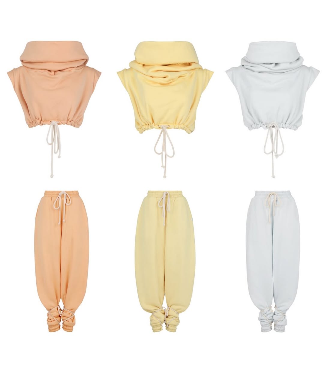 Solid Sleeveless Hooded Sweatshirt Set