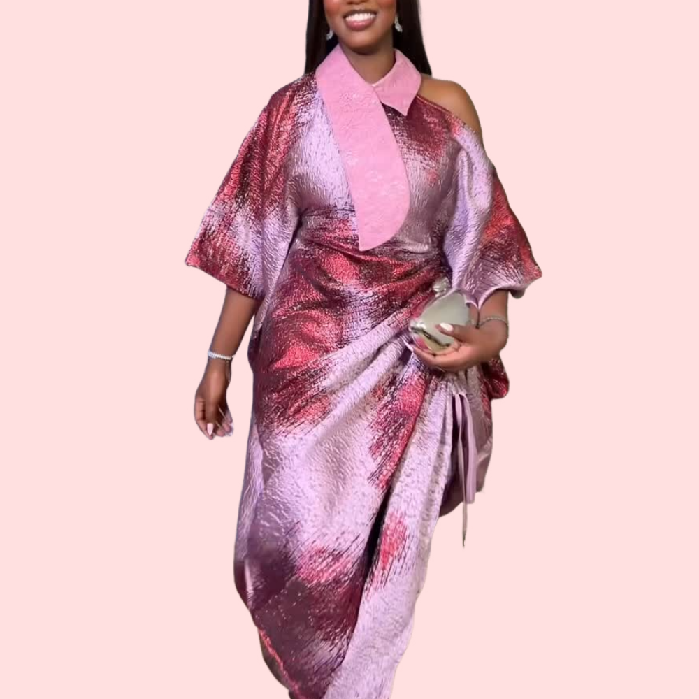 Loose Tie-Dye Midi Dress with 3/4 Sleeves