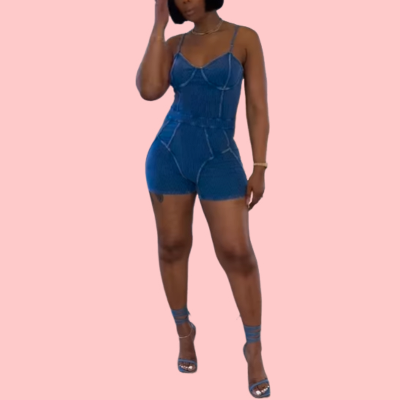 Washed Suspender Slim Fit Jumpsuit