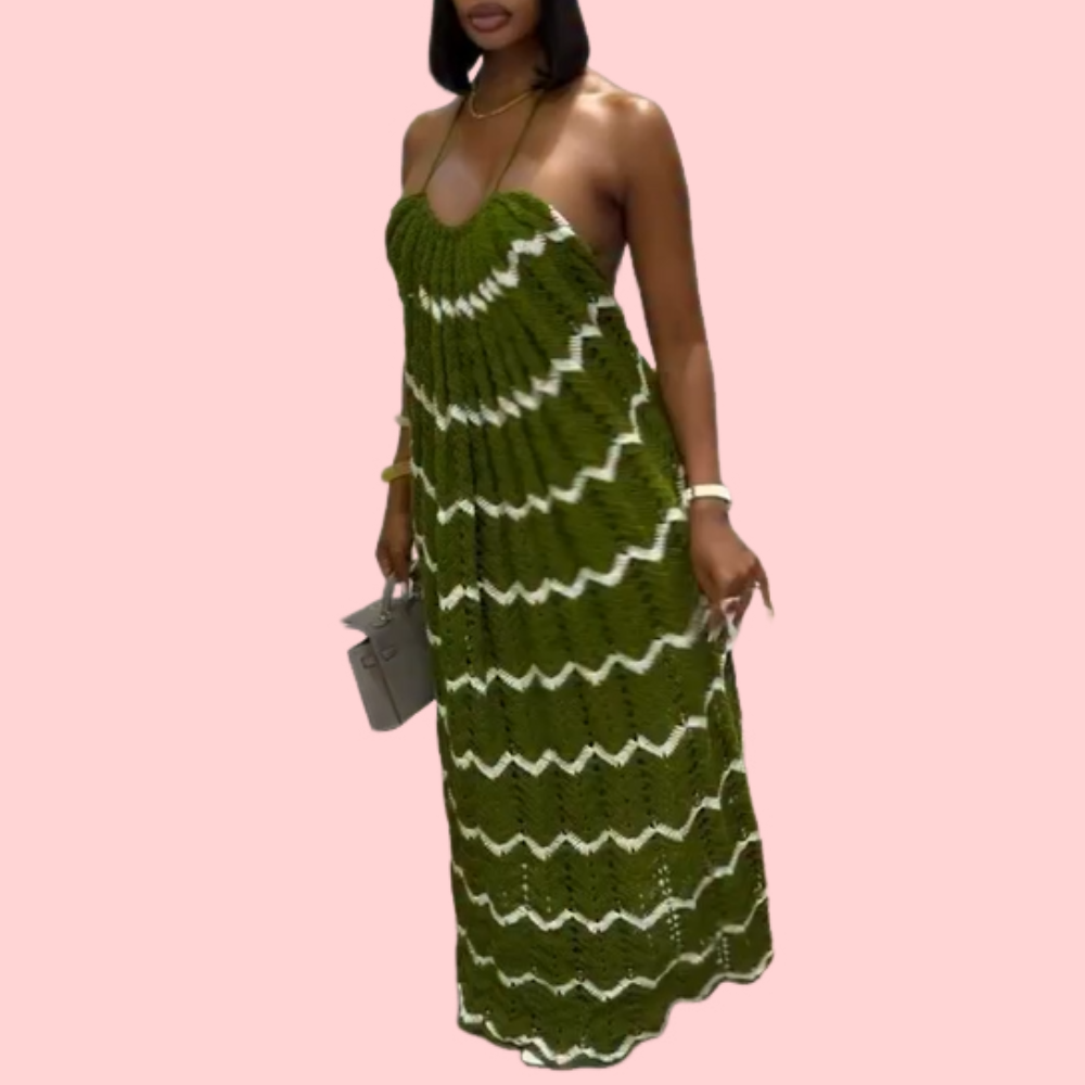 Green Knitted Halter Dress