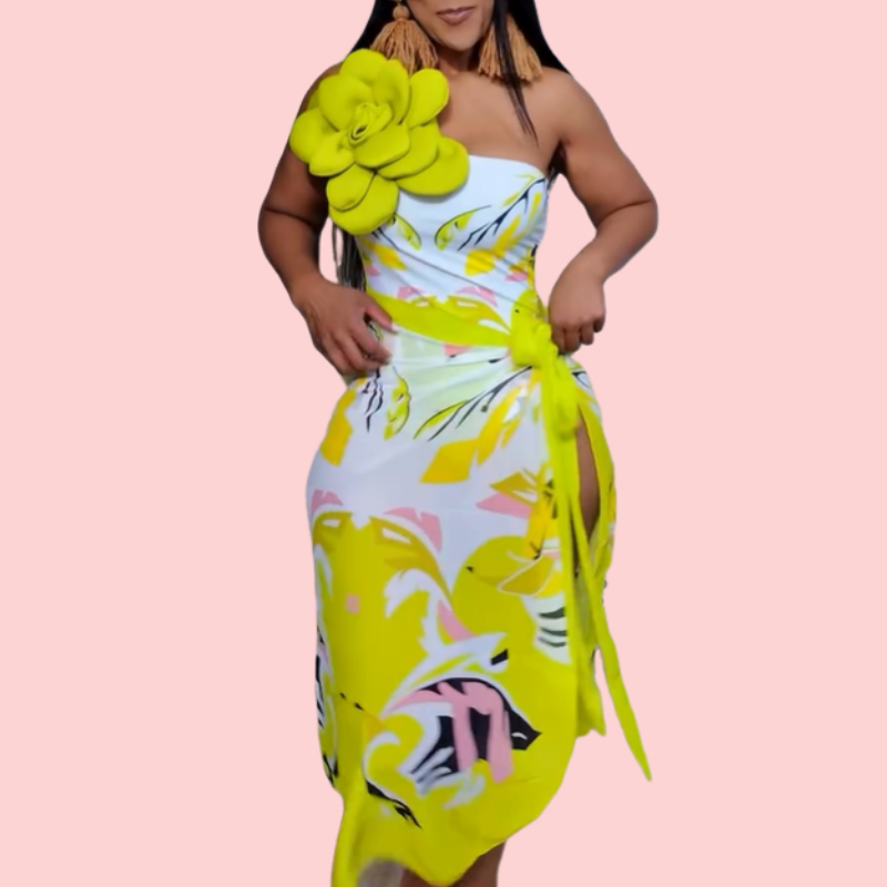 Tie Flower Printed Swimsuit Set