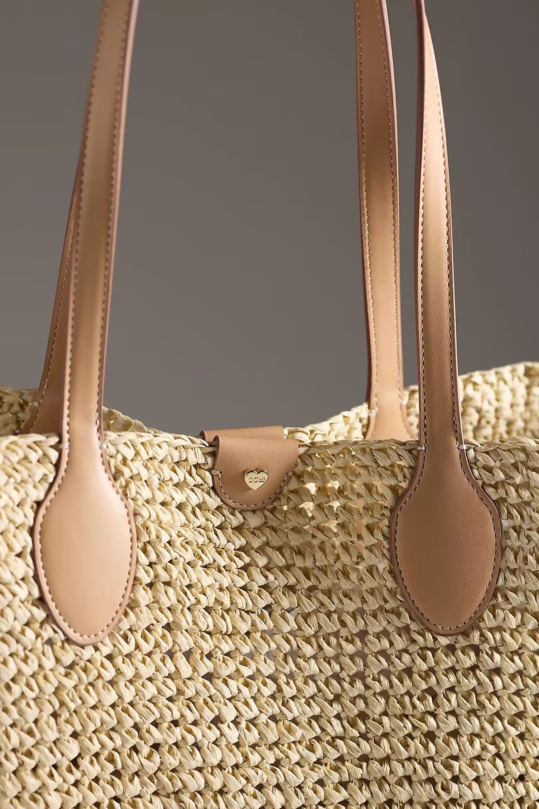 Khaki Woven Beach Tote Bag