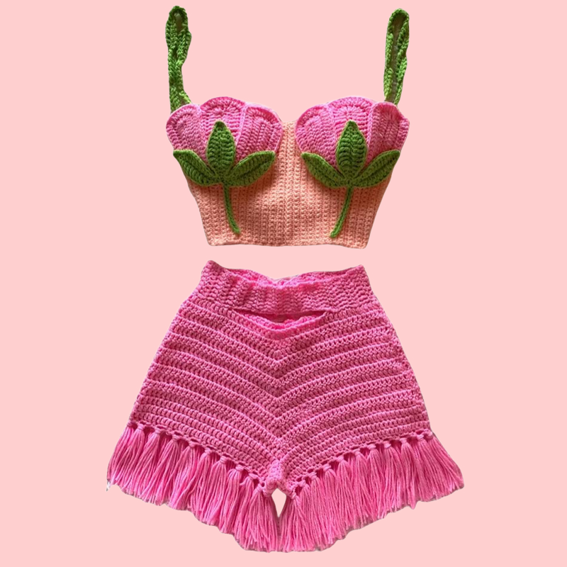 Tulip Knit Top & Shorts Set