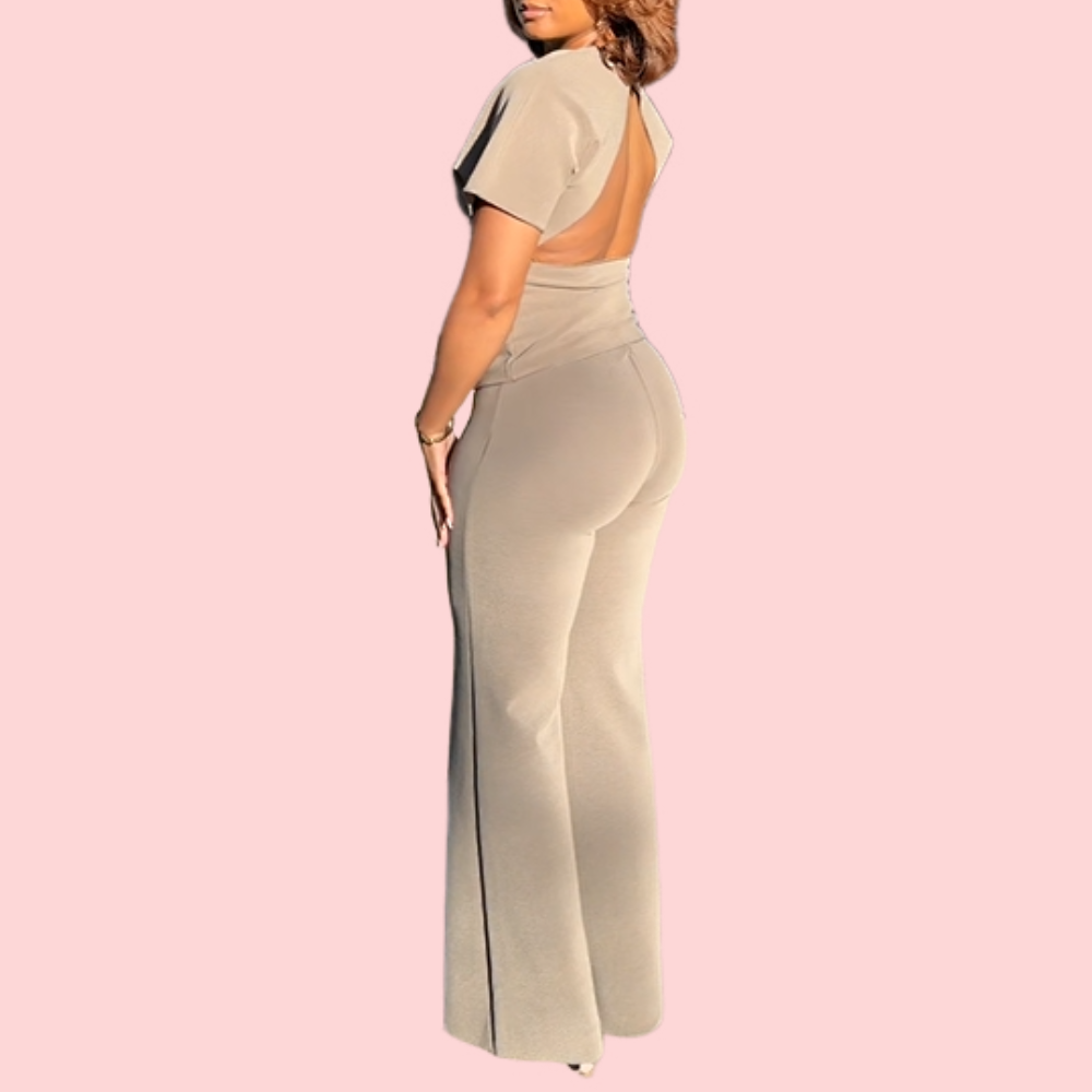Gray Gradient Backless Jumpsuit