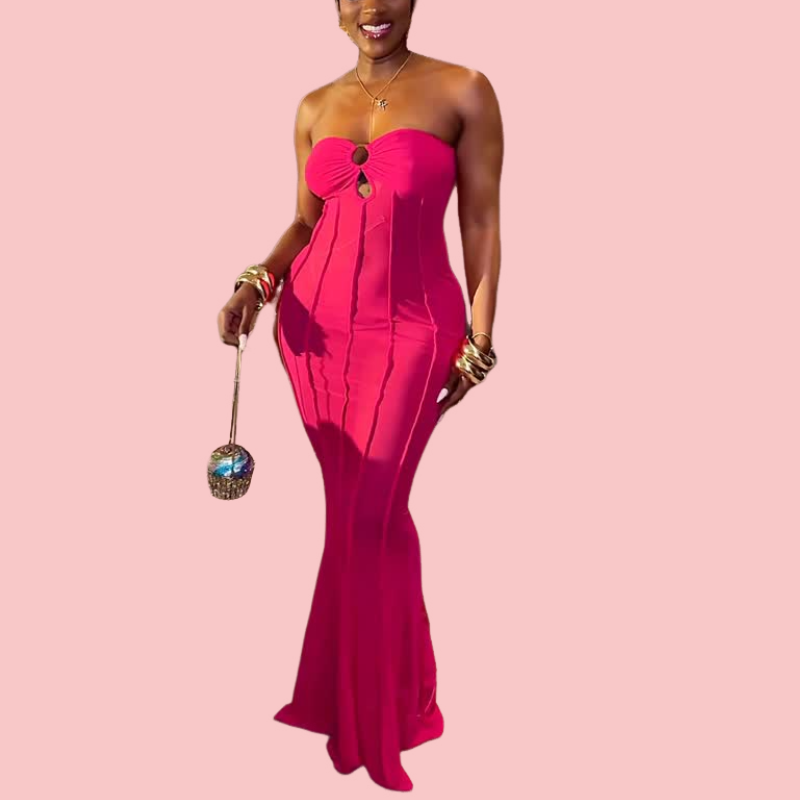 Rose Red Sheath Cutout Maxi Dress
