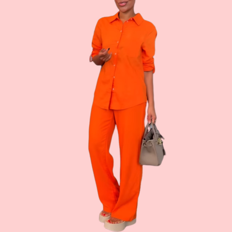 Orange Long Sleeve Shirt & Pants Set