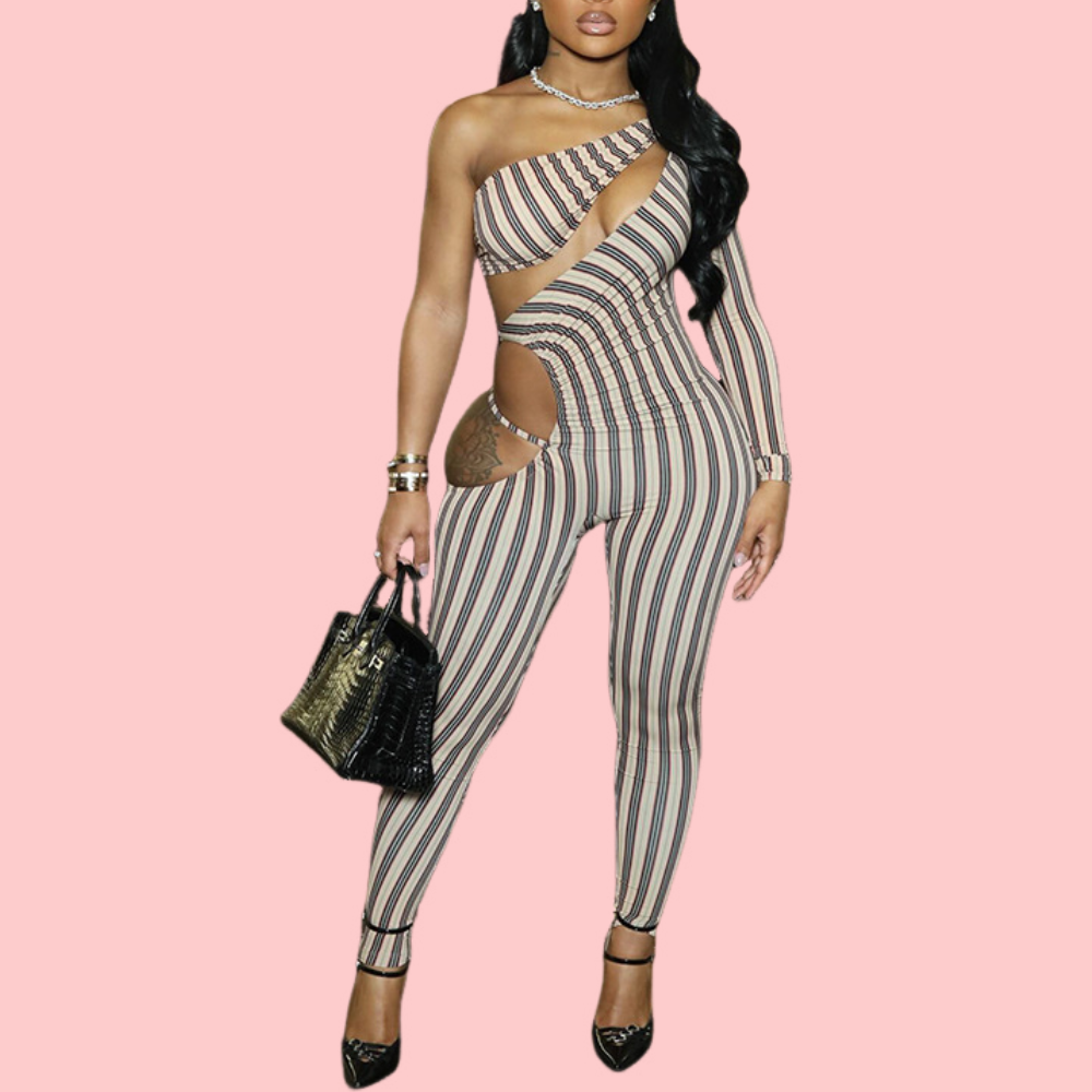 Sexy Striped Lace-Up Jumpsuit