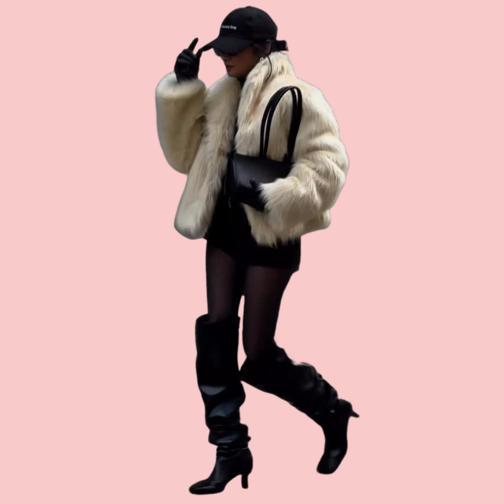 White Faux Fur Cropped Jacket