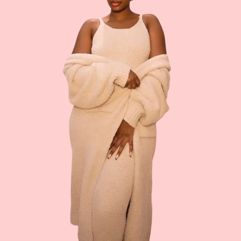 White Thermal Fleece Jumpsuit + Coat