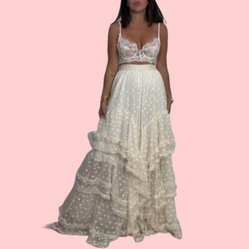 Lace Polka Dot Skirt Set