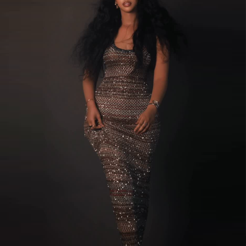 Knitted Sequin Maxi Dress