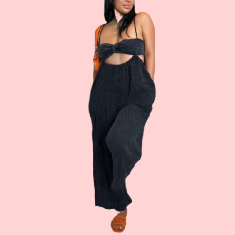 Solid Color Cutout Jumpsuit