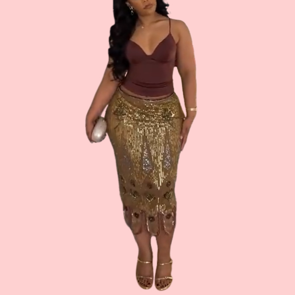 Gold Retro Sequin Skirt