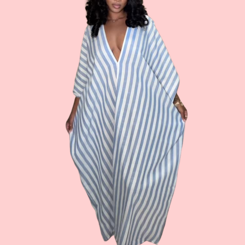 Striped V-Neck Flowy Maxi Dress
