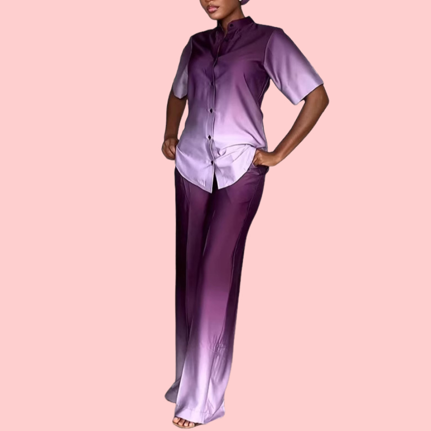 Purple Gradient Shirt & Pants Set