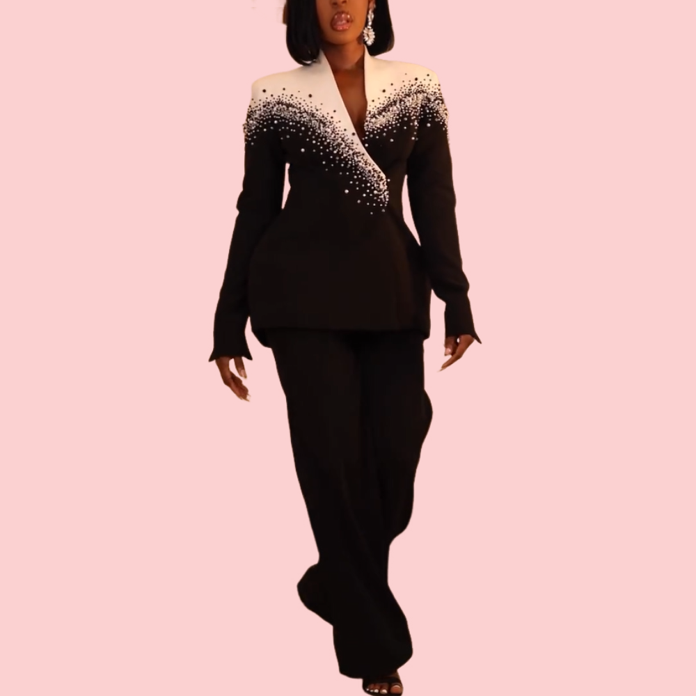 Black and White Gradient Blazer & Trouser Suit