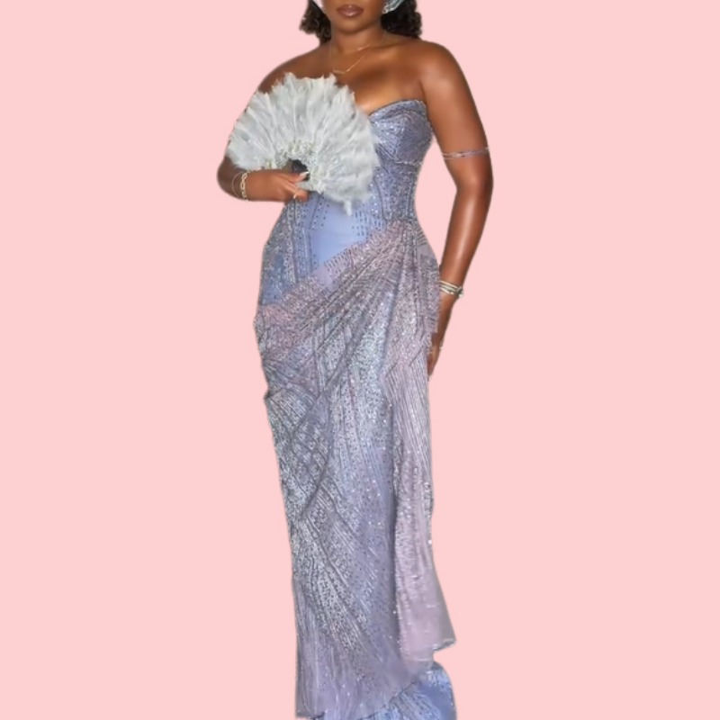 Purple Sheath Mesh Maxi Dress