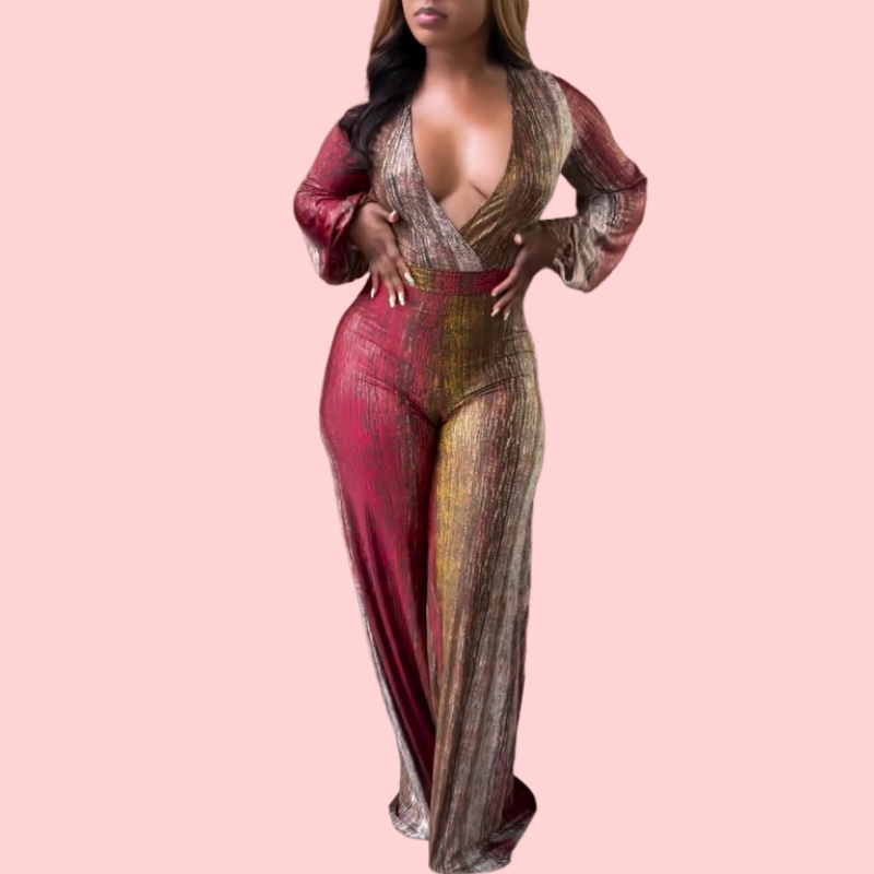 Gradient V-Neck Jumpsuit